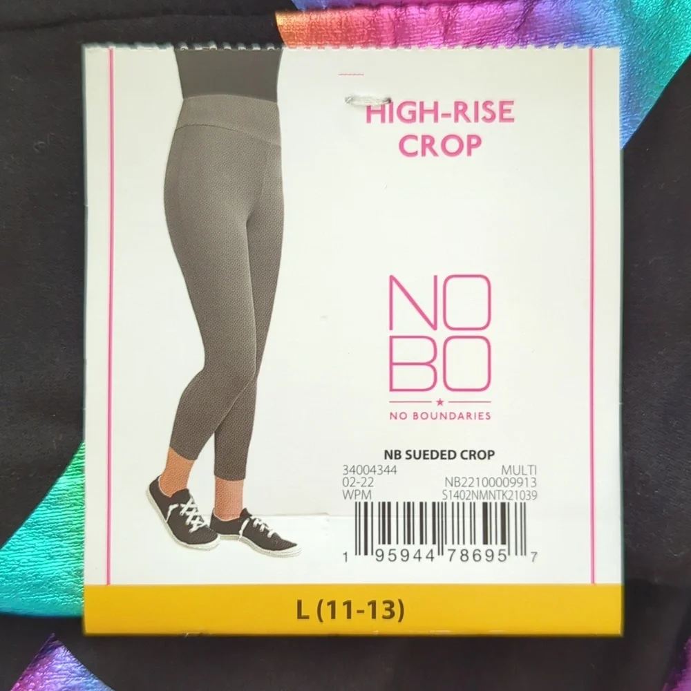 NWT No Boundaries Sueded High-Rise Cropped Pants Junior LARGE 11-13 Black Multi